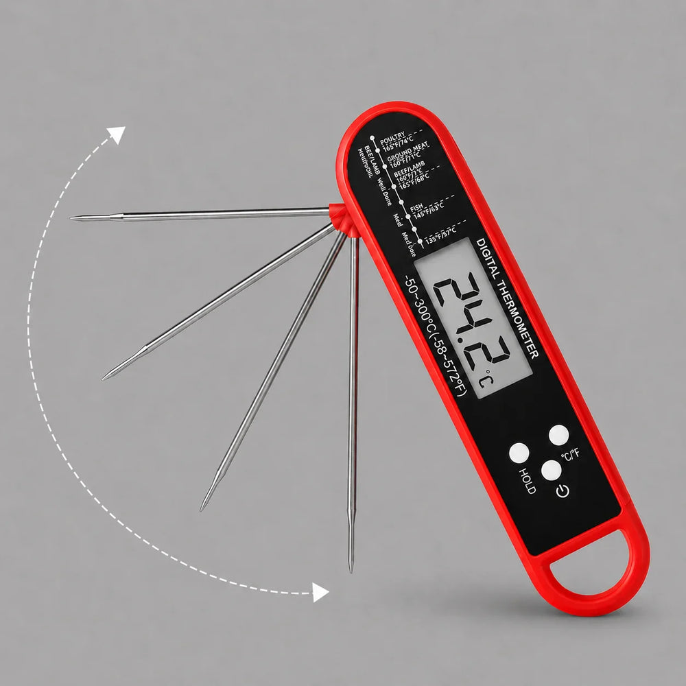 Digitale barbecuethermometer met inklapbare meetsonde