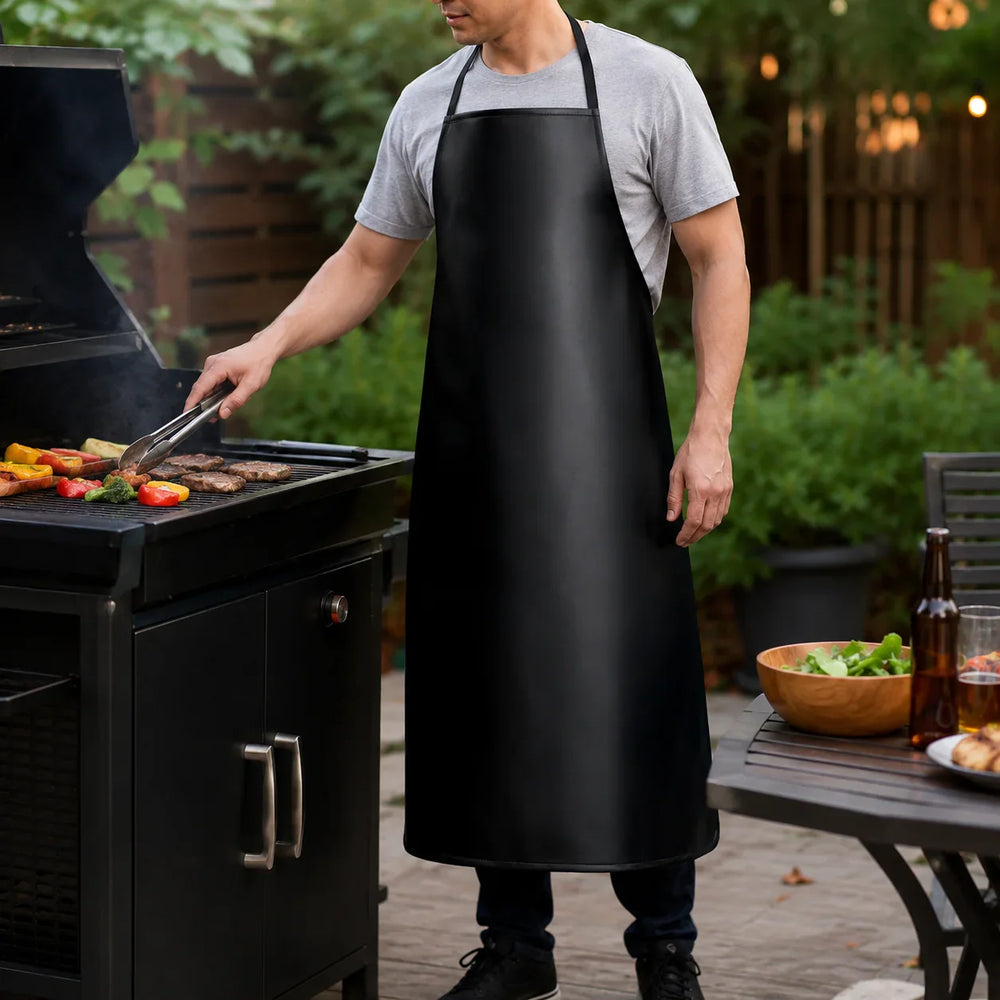 Zwart barbecueschort met waterafstotende PU-laag – 3 maten
